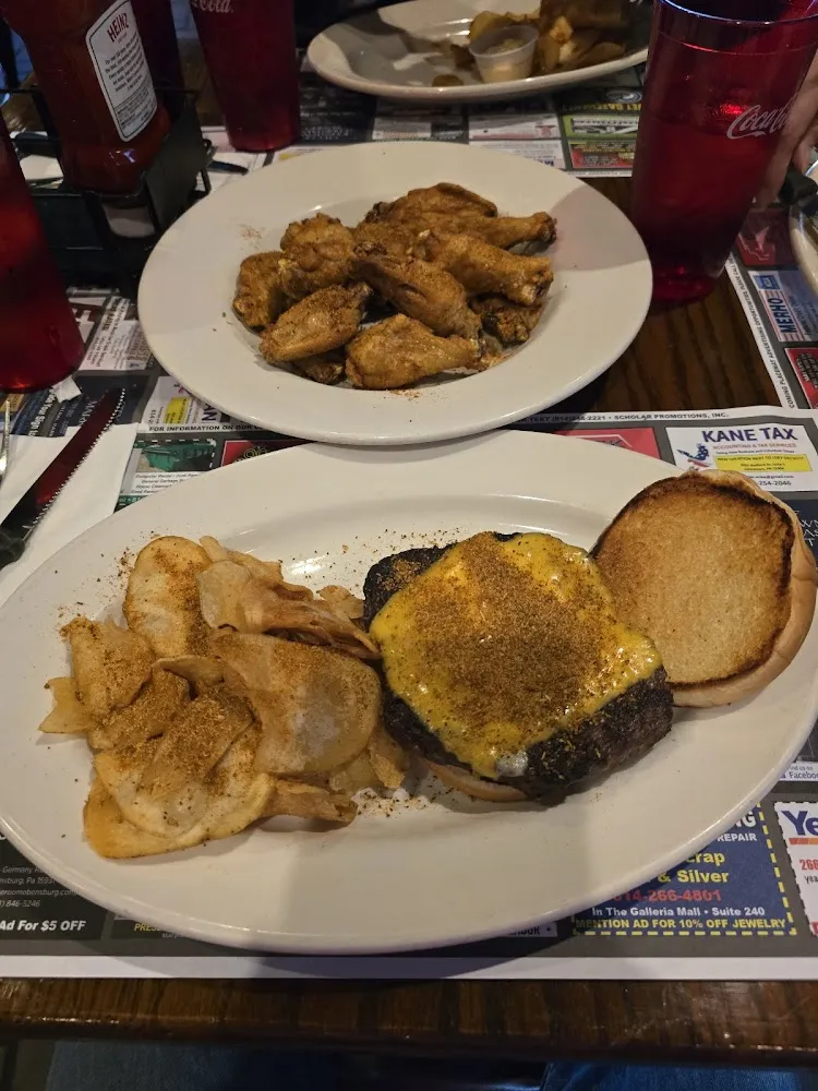 Cheese Burger w Old Bay Seasoning and Homemade Chips
